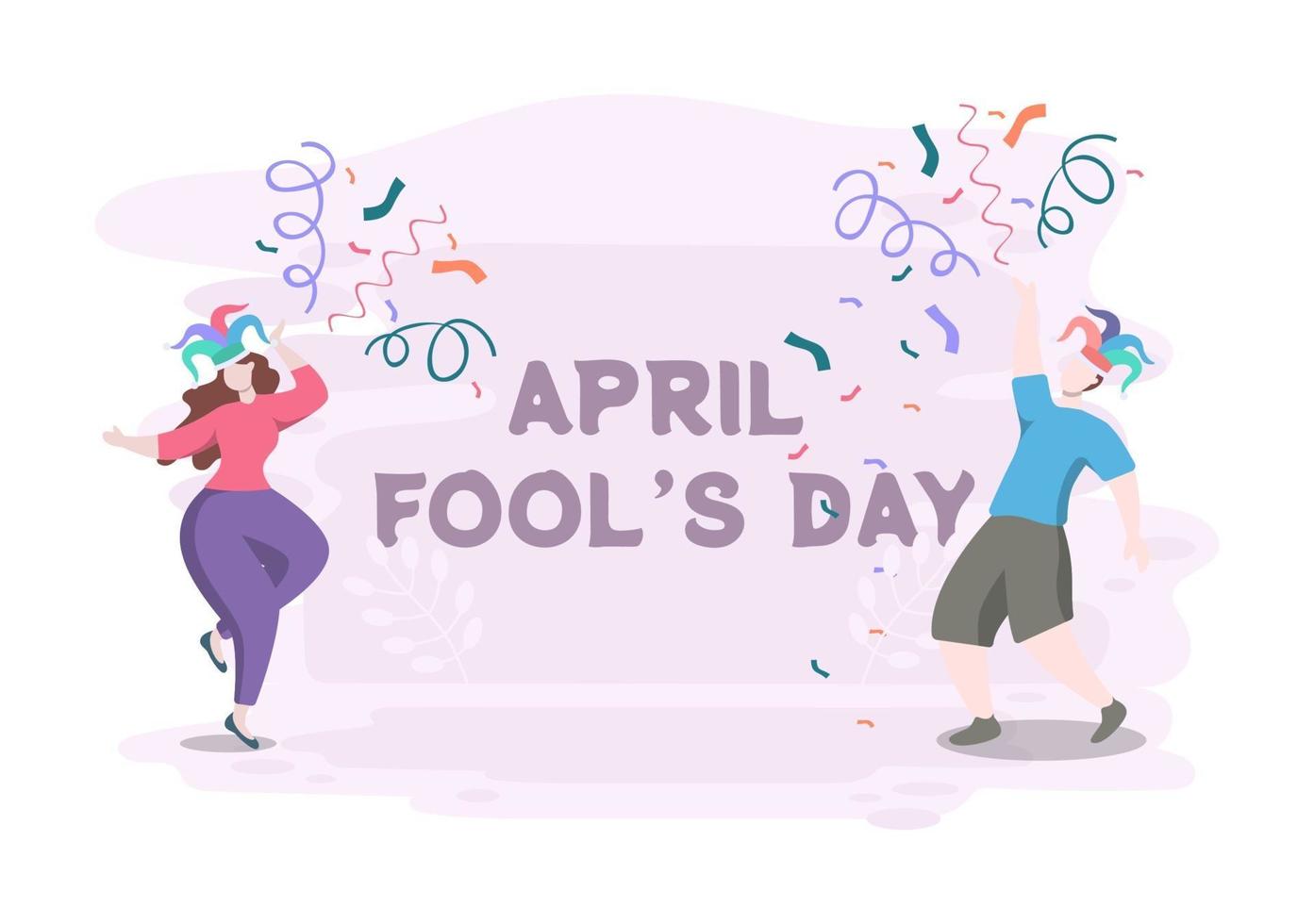 Celebration Happy April Fool's Day Wearing a Jester Hat Background Design Concept. Vector Illustration