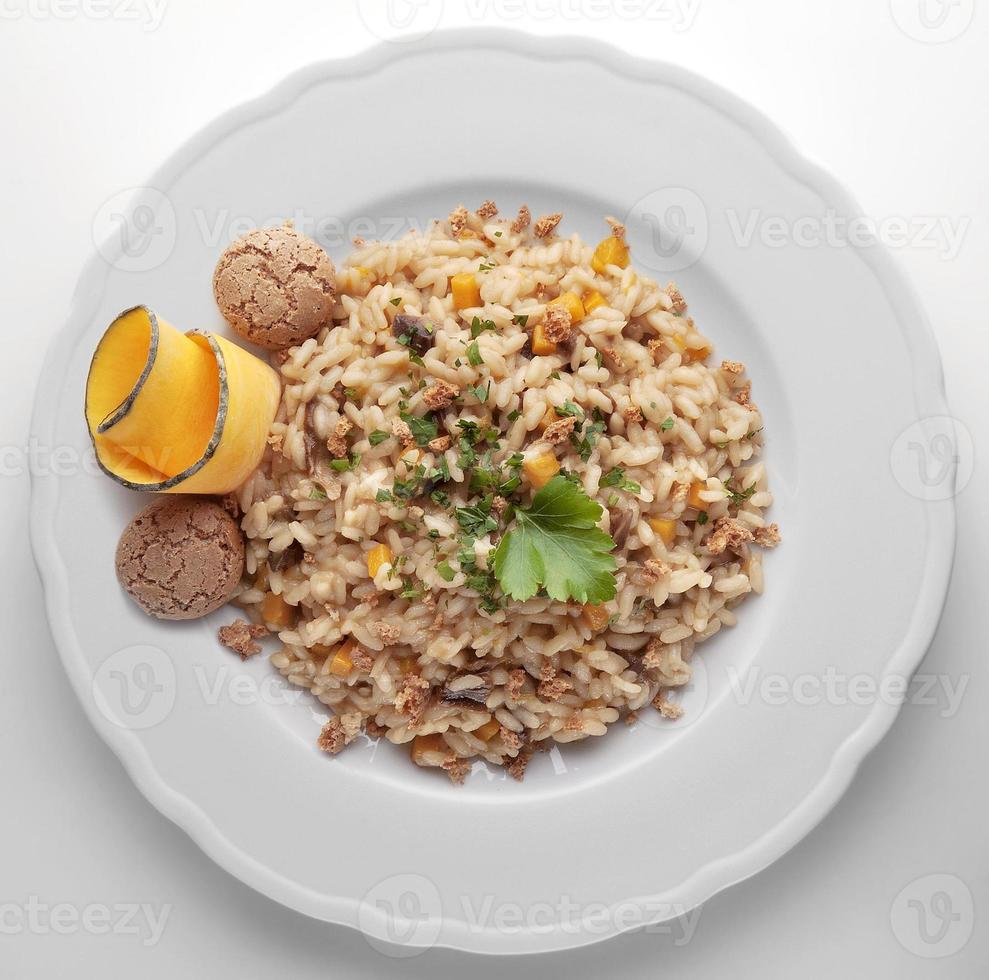 Pumpkin risotto and crispy amaretto photo