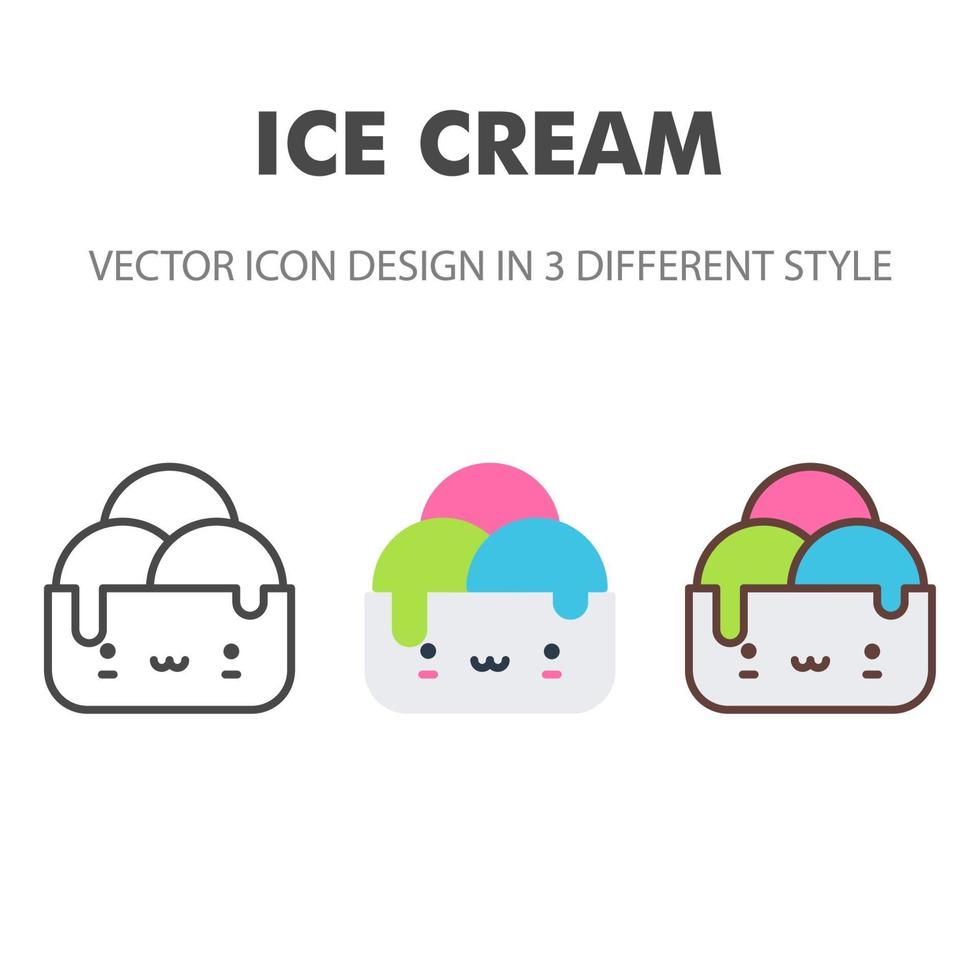 ice cream icon. Kawai and cute food illustration. for your web site design, logo, app, UI. Vector graphics illustration and editable stroke. EPS 10.