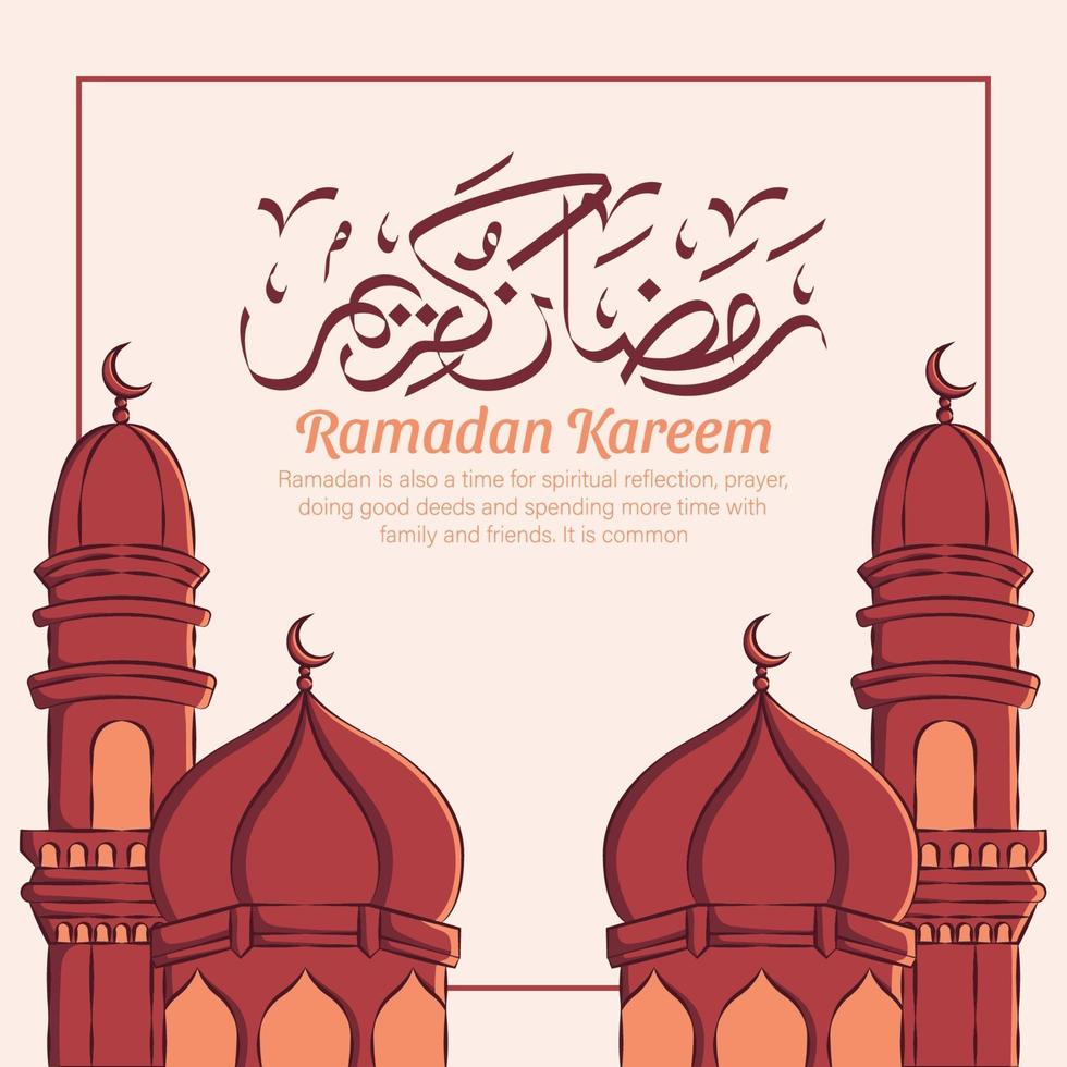 Ilustración dibujada a mano del concepto de saludo de Ramadán Kareem o Eid Mubarak en fondo blanco. vector