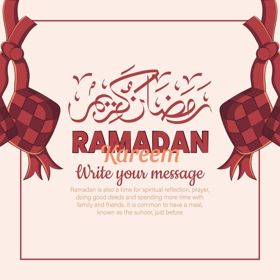 Ilustración dibujada a mano del concepto de saludo de Ramadán Kareem o Eid Mubarak en fondo blanco. vector