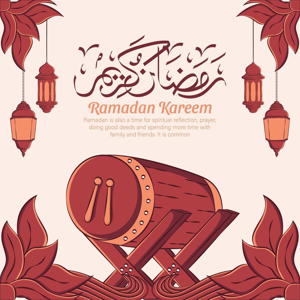 Hand drawn illustration of ramadan kareem or eid mubarak greeting concept in white background. vector