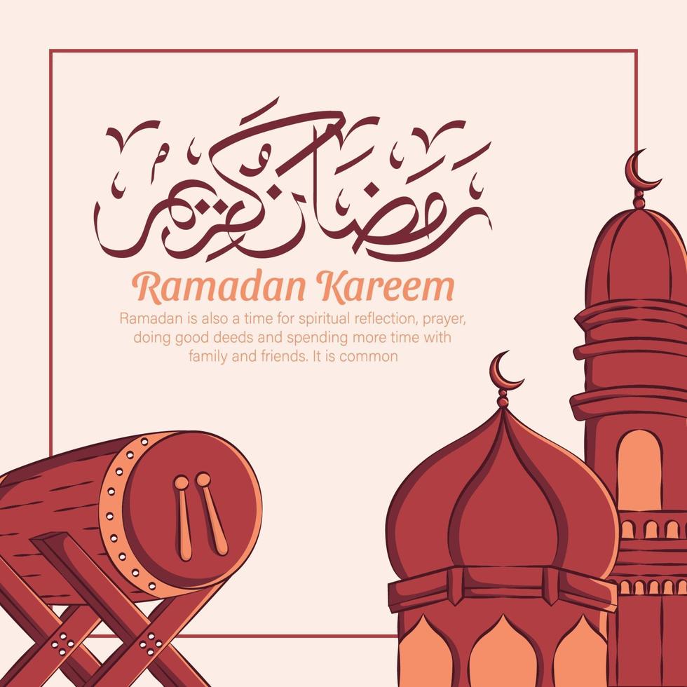 Ilustración dibujada a mano del concepto de saludo de Ramadán Kareem o Eid Mubarak en fondo blanco. vector