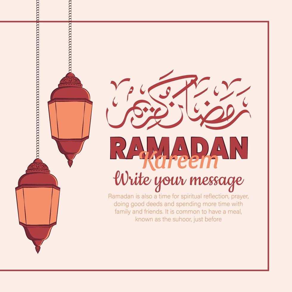 Ilustración dibujada a mano del concepto de saludo de Ramadán Kareem o Eid Mubarak en fondo blanco. vector