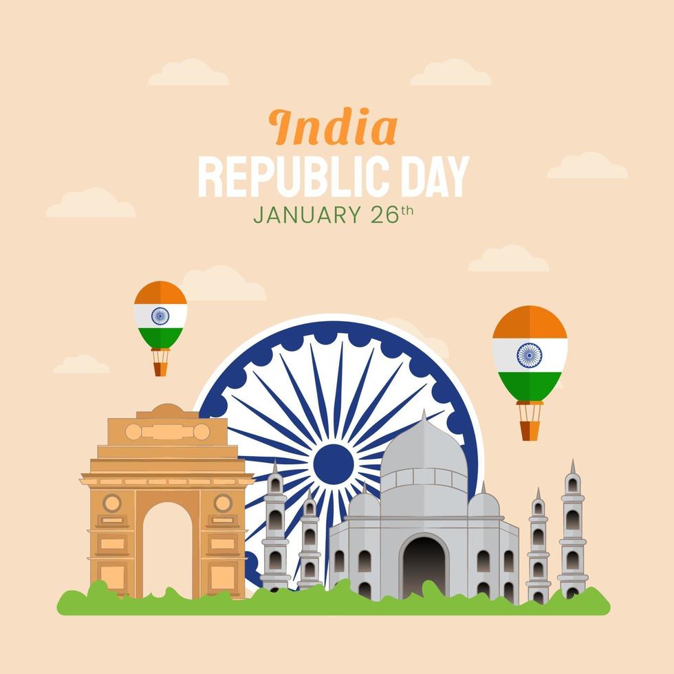 dibujado a mano ilustración del día de la república india vector