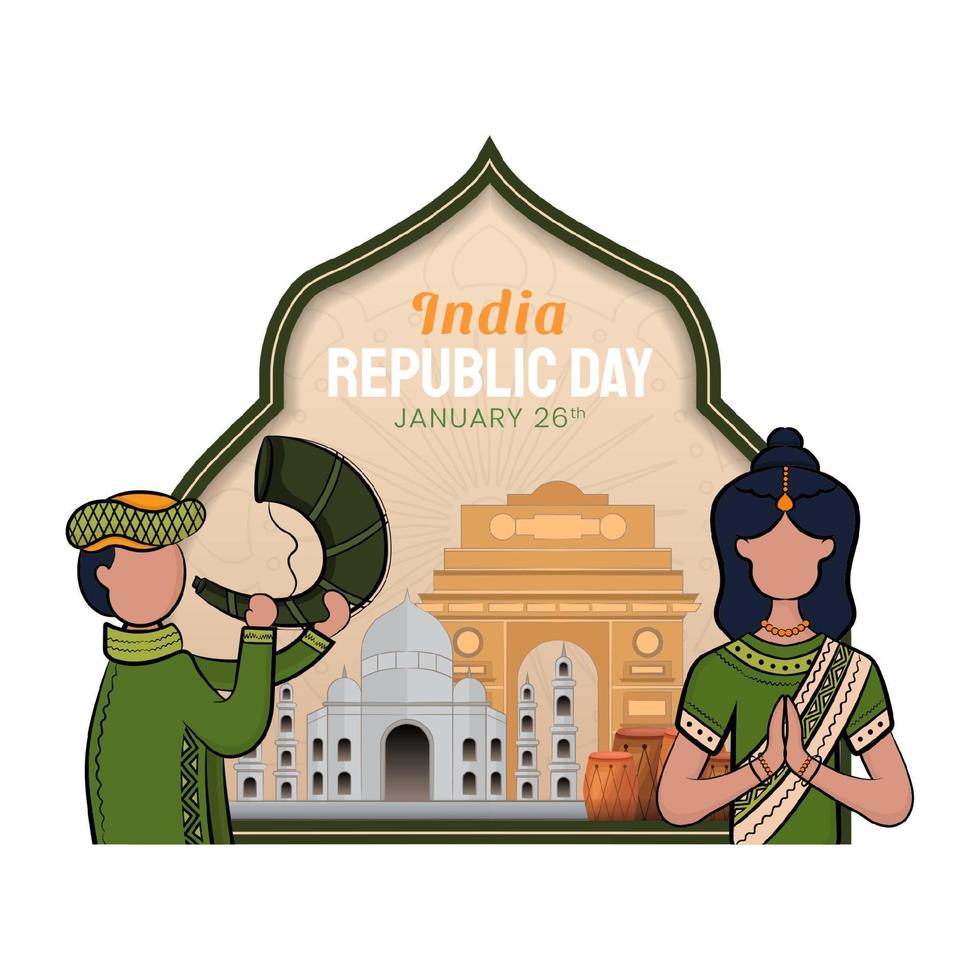 dibujado a mano ilustración del día de la república india vector