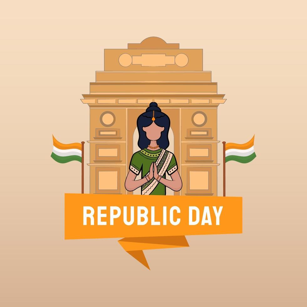 dibujado a mano ilustración del día de la república india vector