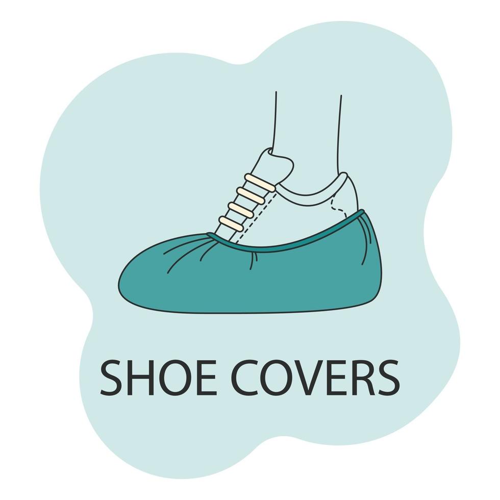 Imagen vectorial de fundas para zapatos en color, icono de protección para los pies sobre un fondo blanco. vector