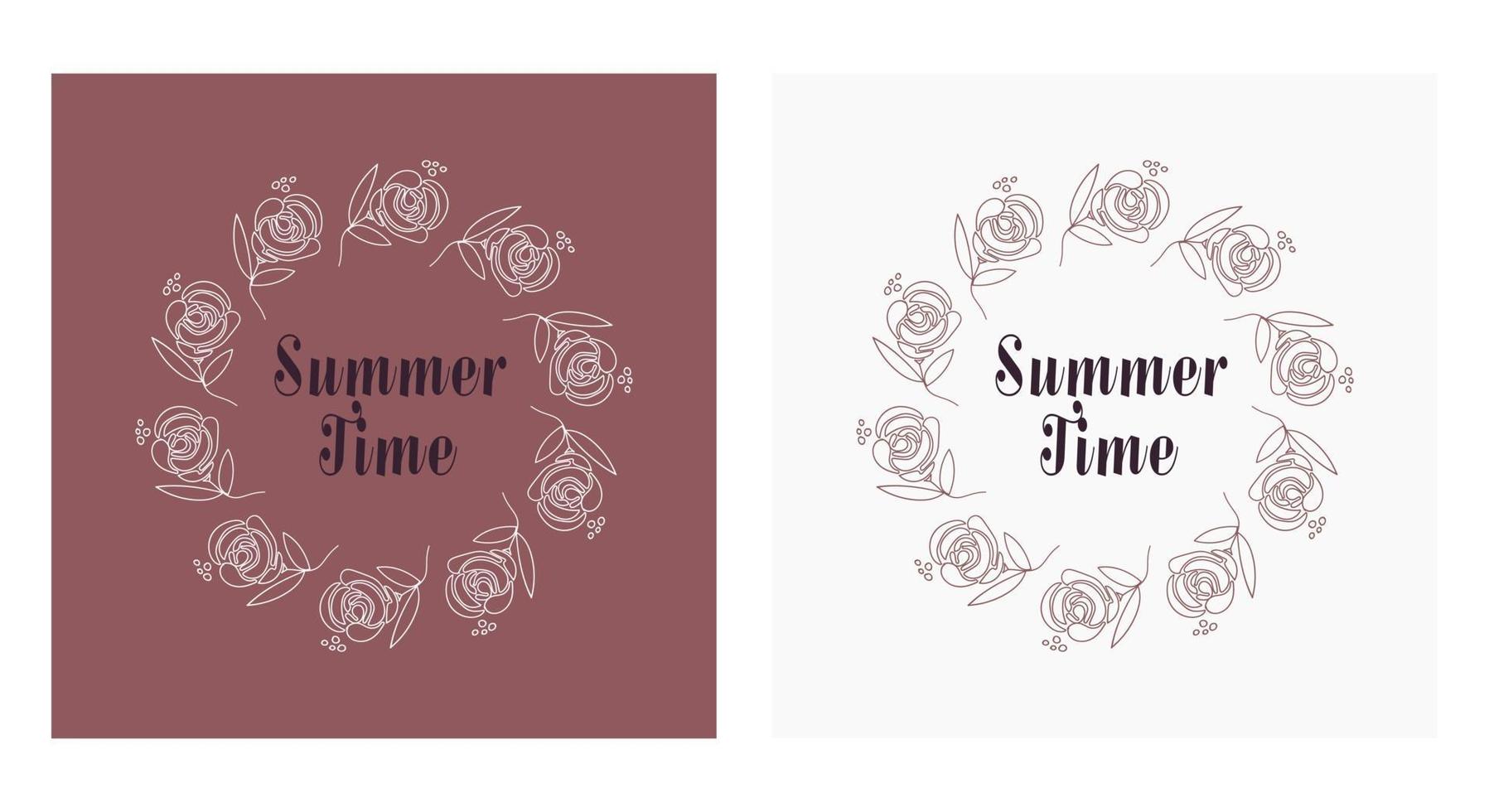 Vector drawing in the form of a wreath with text inside, in two colors