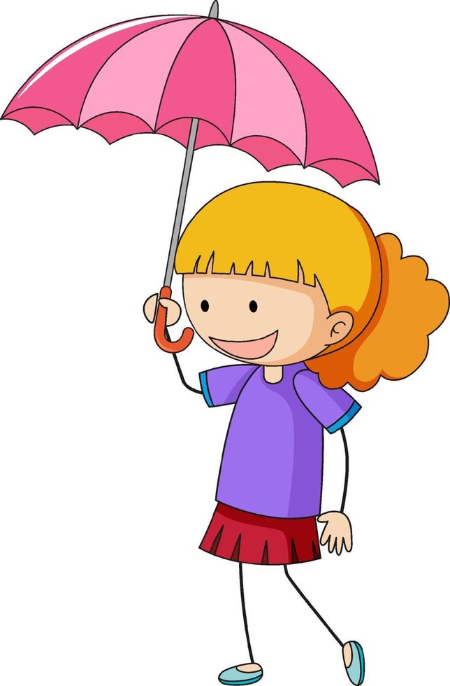 niña sosteniendo paraguas personaje de dibujos animados vector