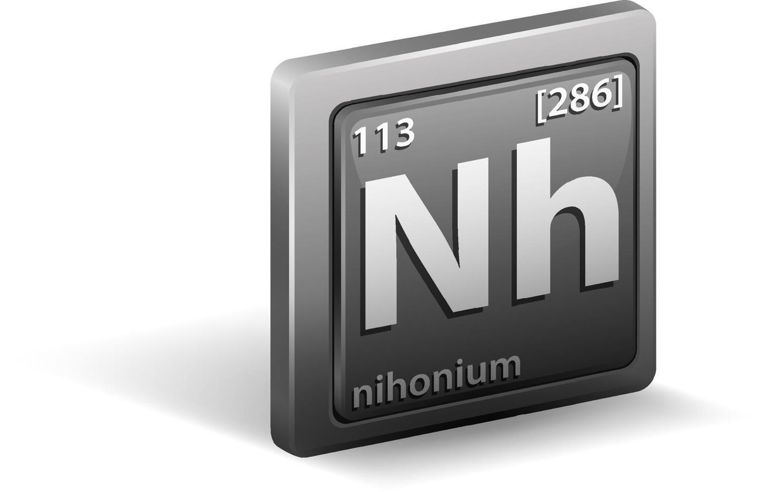 elemento químico nihonium. símbolo químico con número atómico y masa atómica. vector