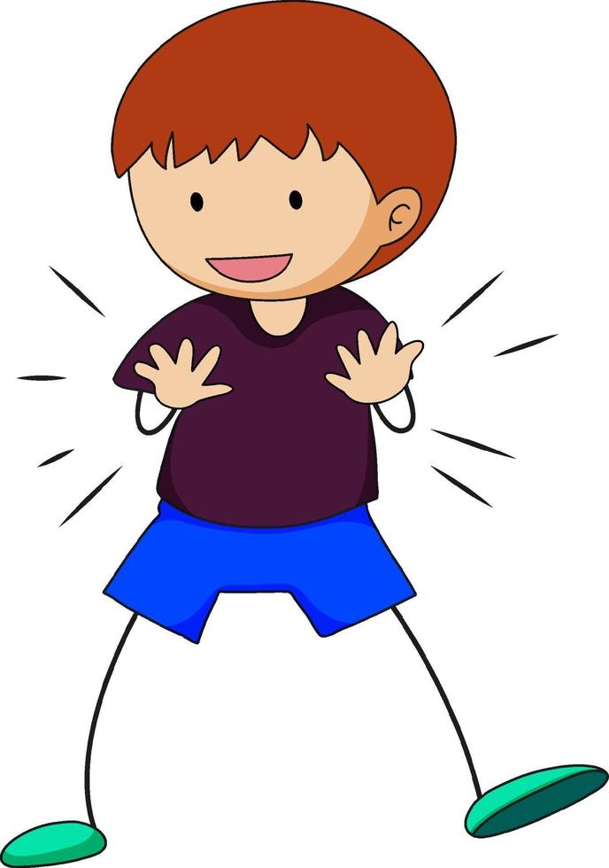 A happy boy doodle cartoon character isolated vector