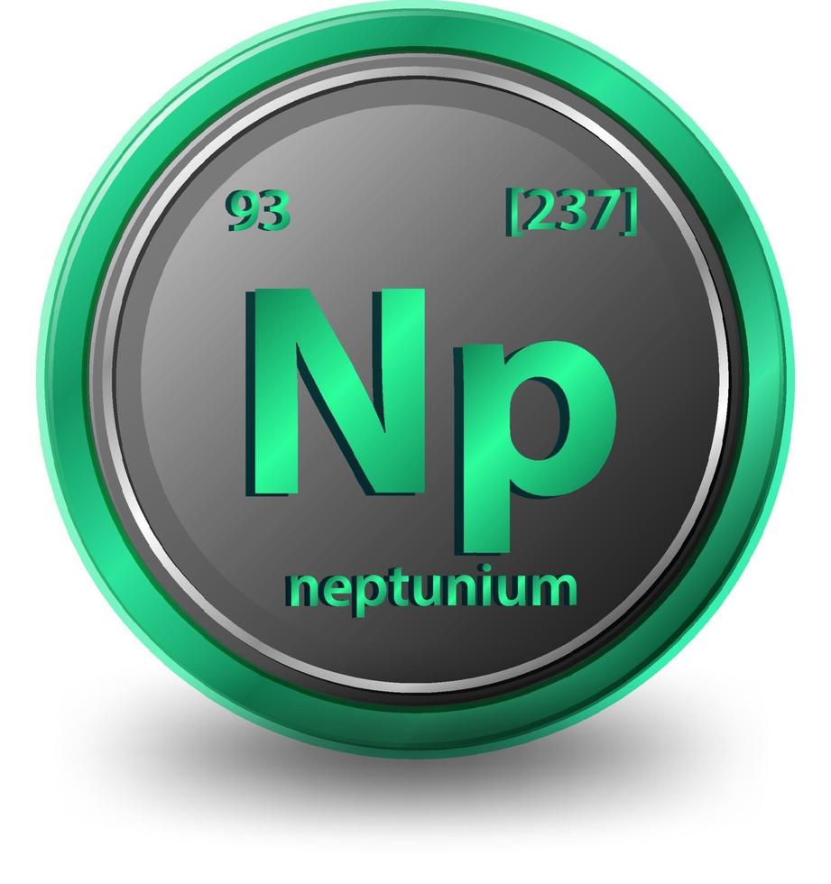 Neptunium chemical element. Chemical symbol with atomic number and atomic mass. vector