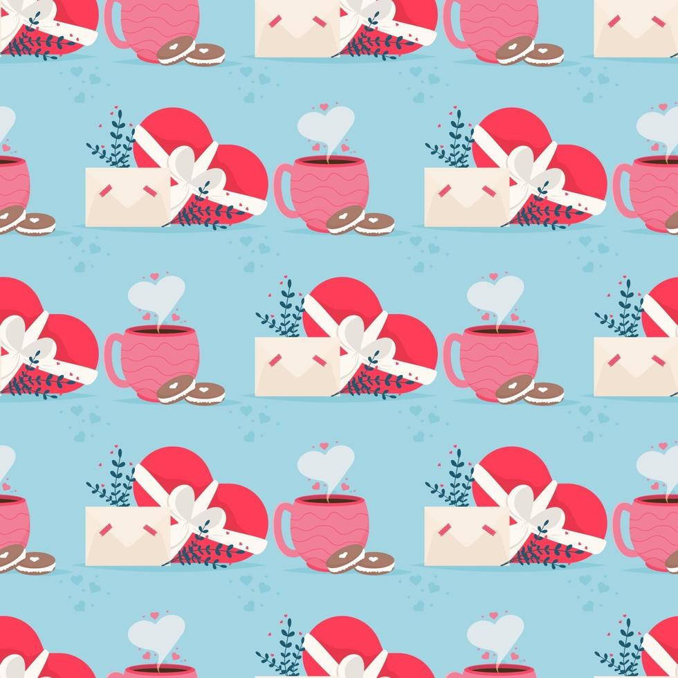 Love mail with Valentine card seamless pattern. Love you paper card envelope vector