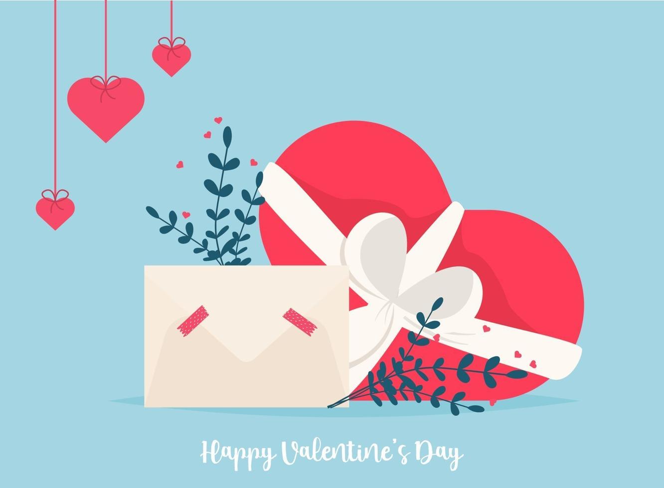 Love mail with Valentine card. Love you paper card envelope vector