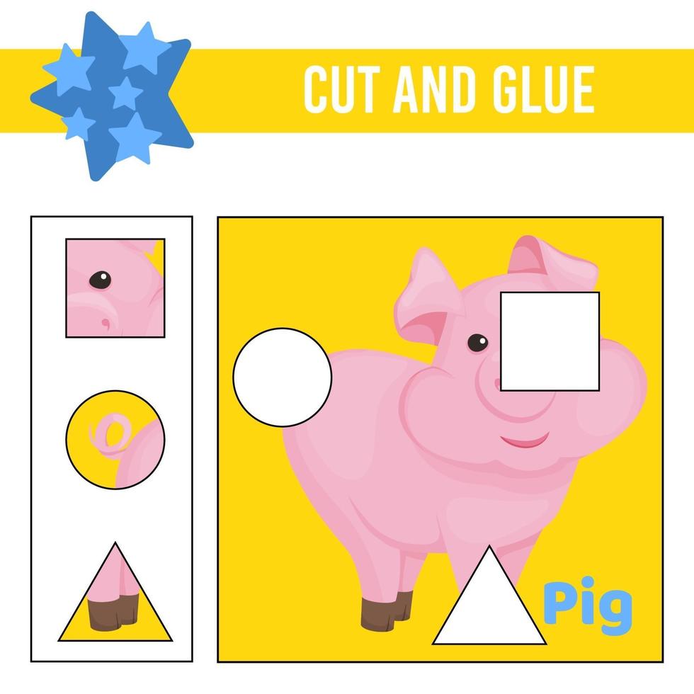 Cut and glue worksheet. Game for kids. Education developing worksheet vector