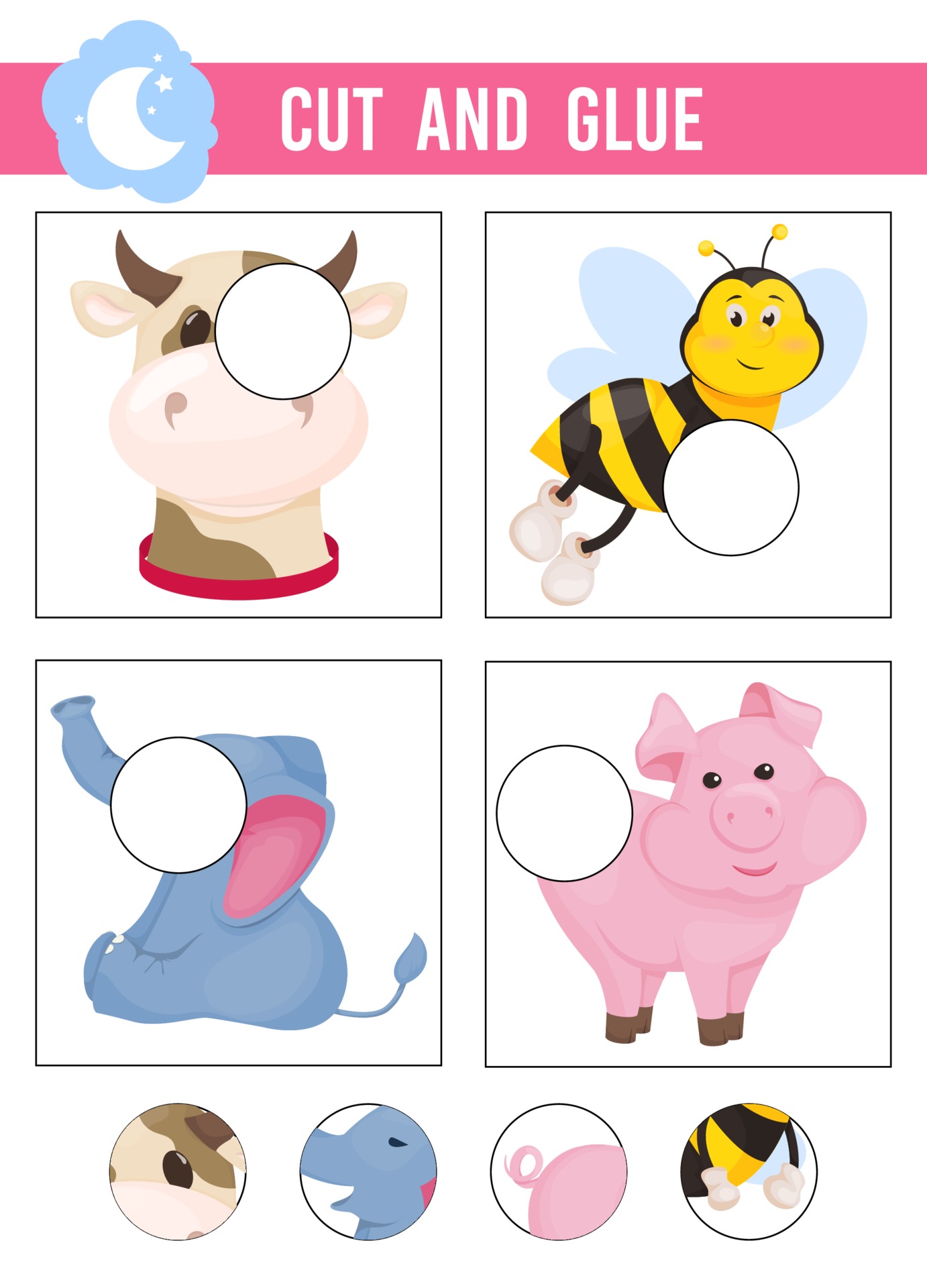 Cut and glue worksheet. Game for kids. Education developing worksheet