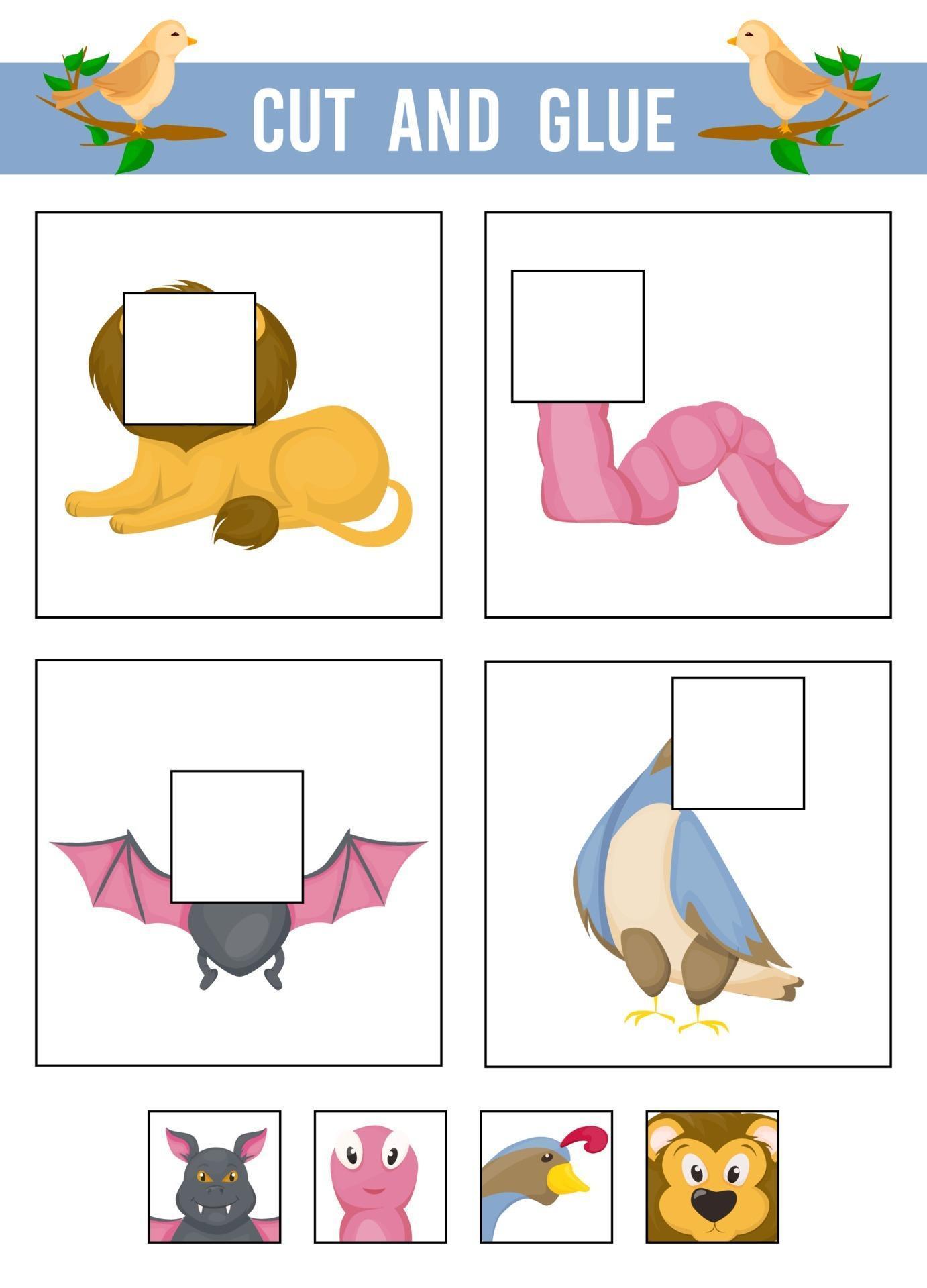 Color Cut And Glue Preschool Worksheets