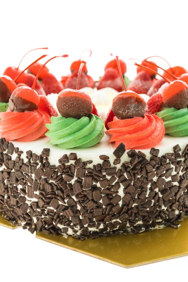 Ice cream cake with Christmas theme and cherry on top photo