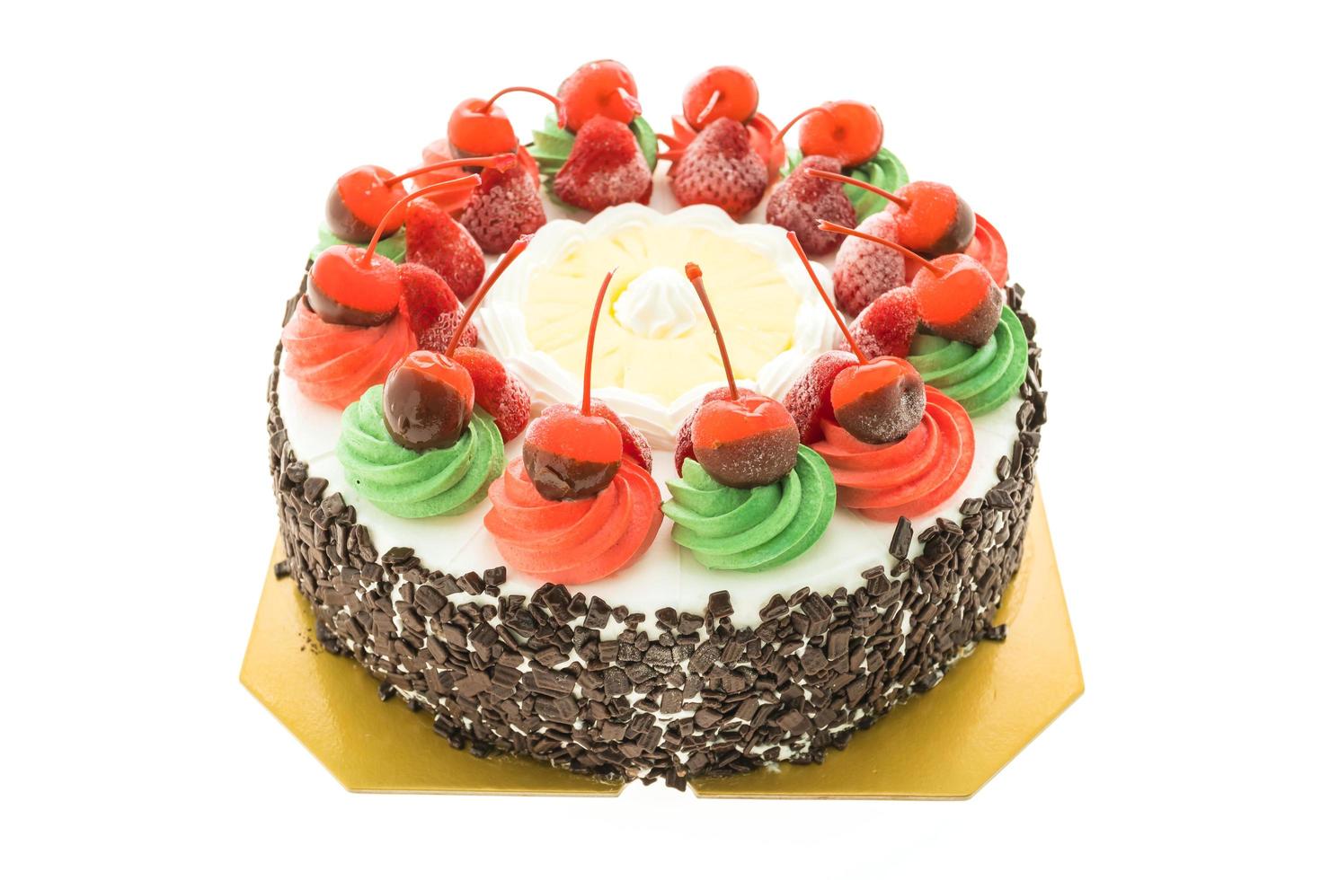 Ice cream cake with Christmas theme and cherry on top photo