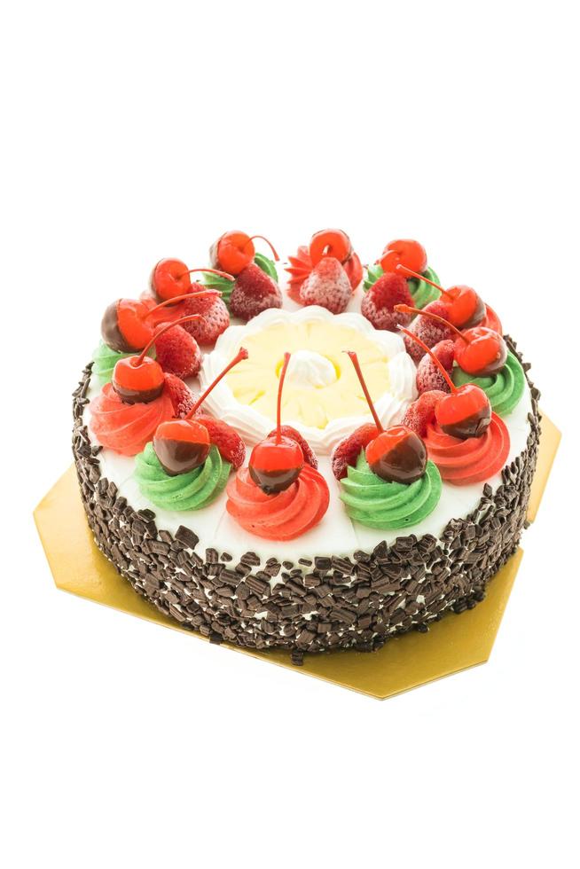Ice cream cake with Christmas theme and cherry on top photo