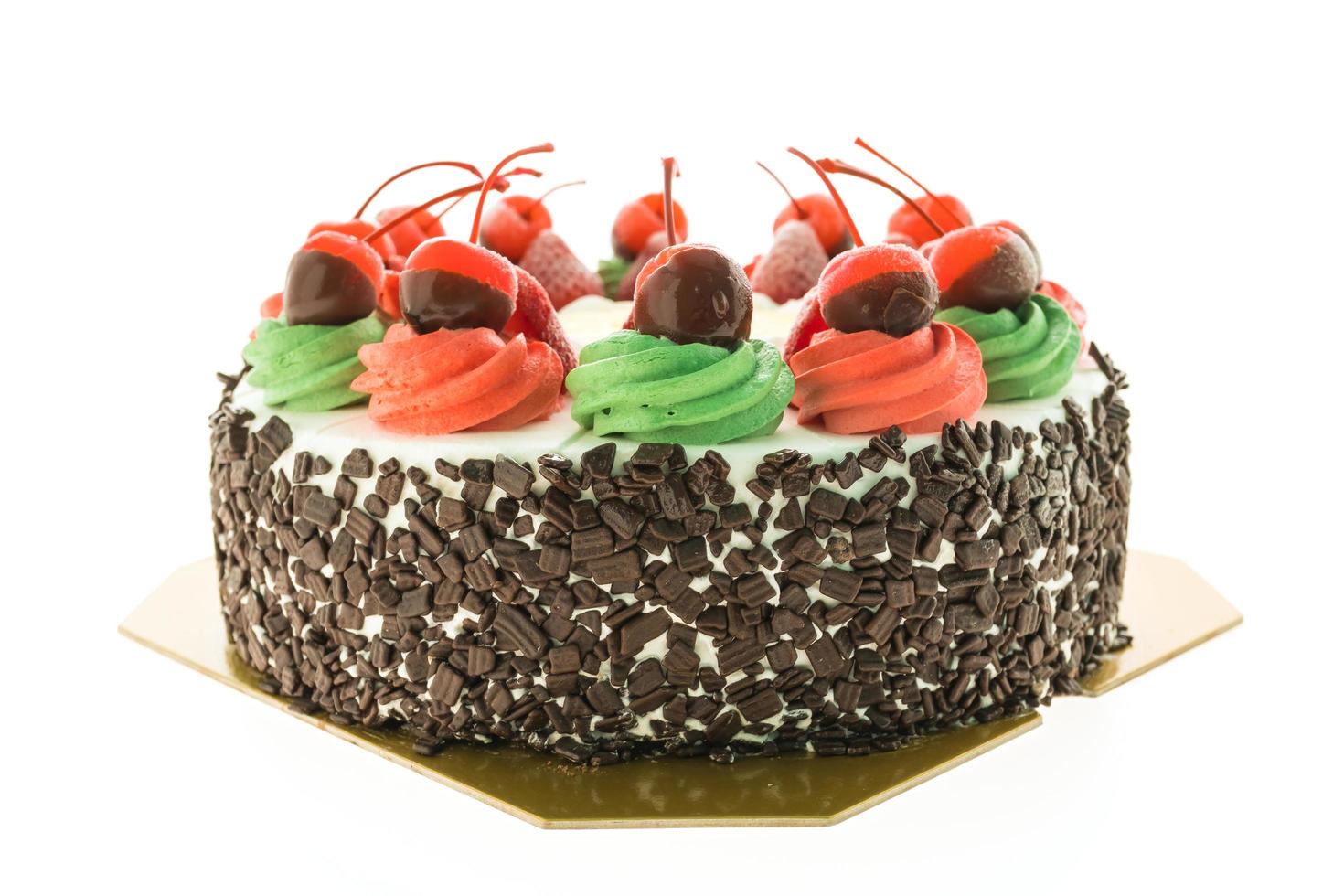 Ice cream cake with Christmas theme and cherry on top photo