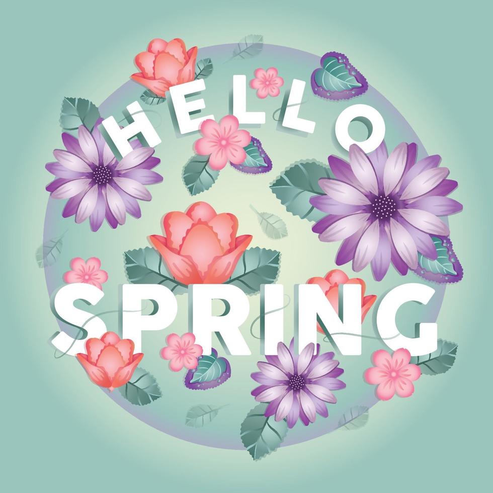hola saludos de flores de primavera vector