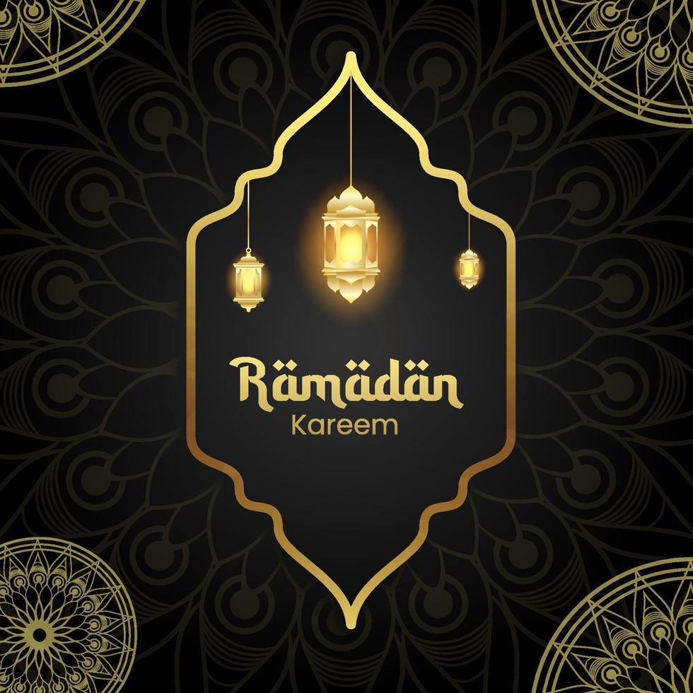 Ramadan kareem design background with lantern for greeting card, voucher, social media post template for islamic event vector