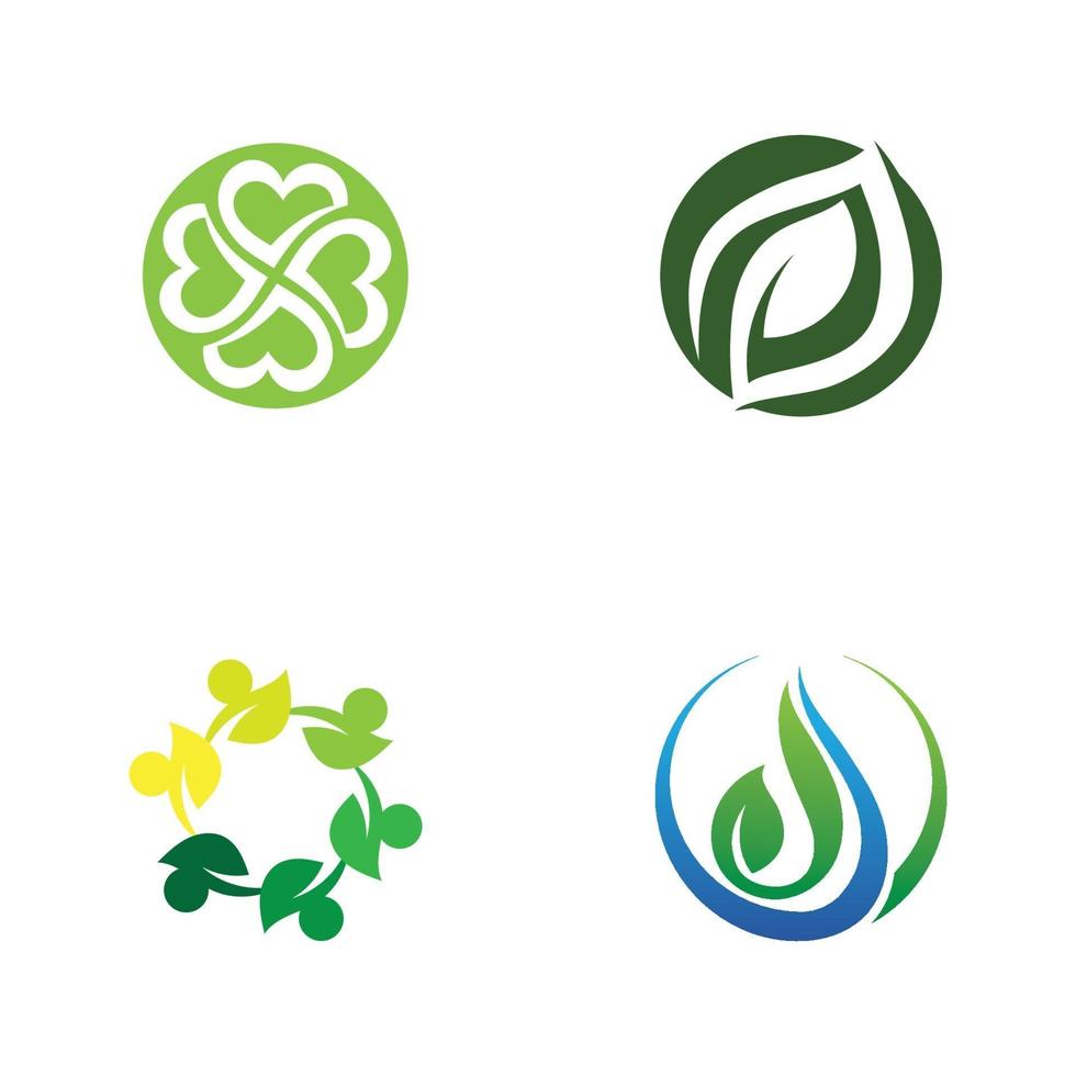 Logos of green Tree leaf ecology vector