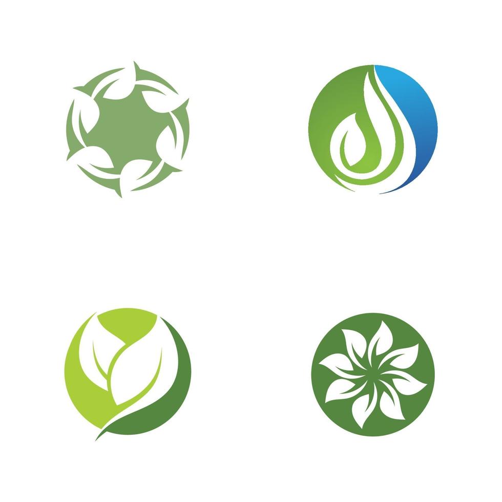 Logos of green Tree leaf ecology vector