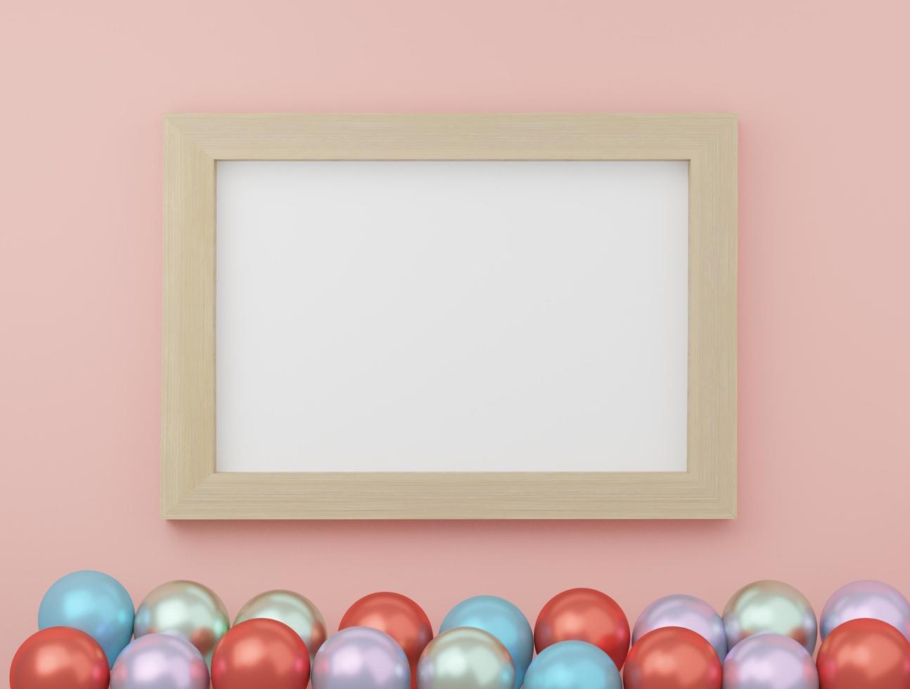 3D rendering of picture frame with decorative balls photo