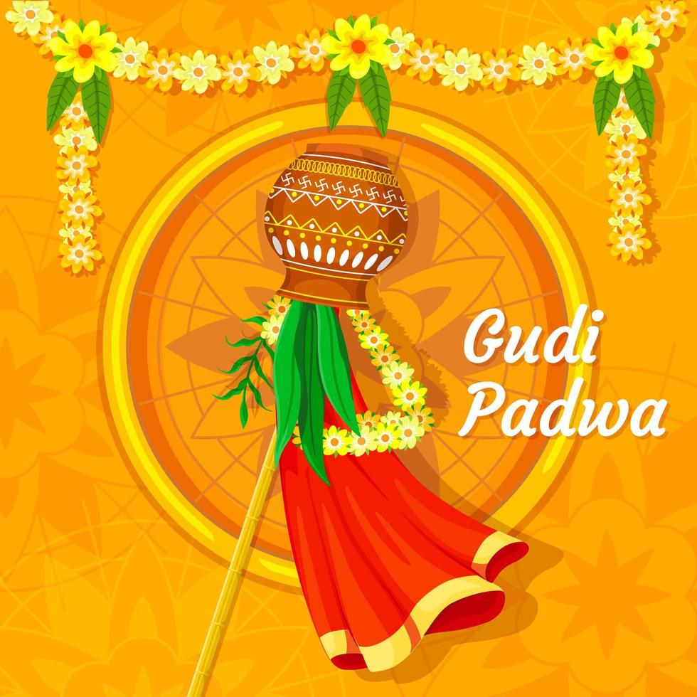 Gudi Padwa Festival Concept, vector