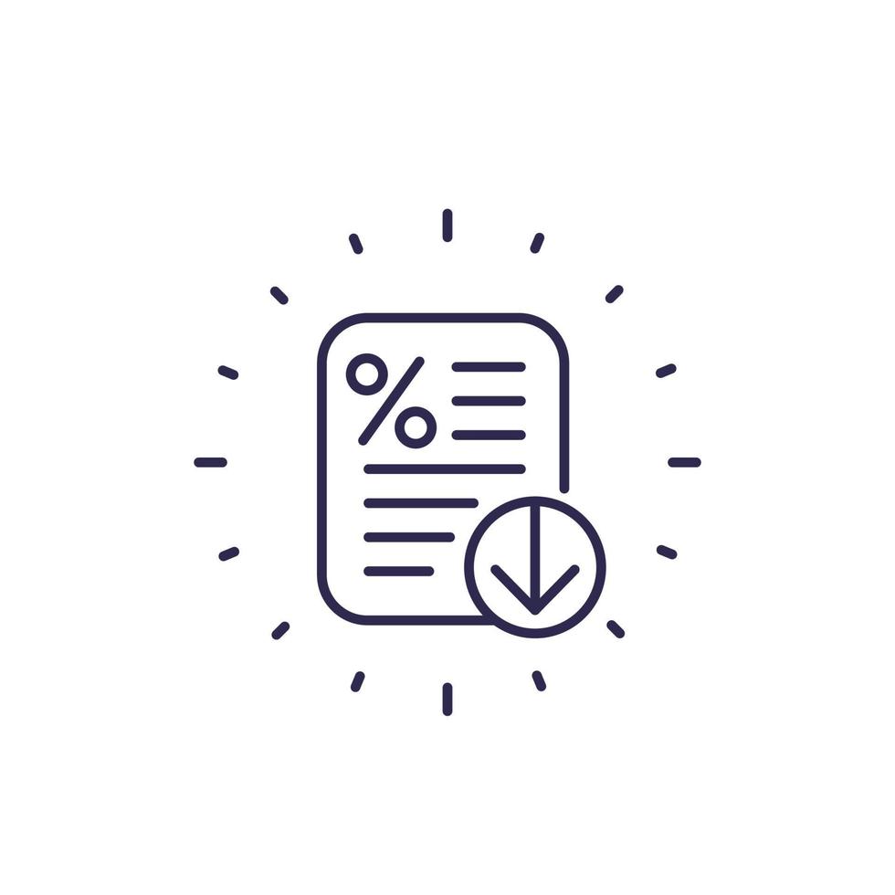 reduced loan rates icon, line vector