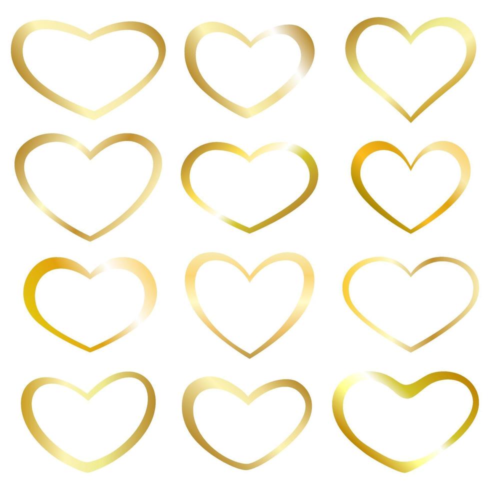 Collection gold heart. Element design for greeting cards. vector