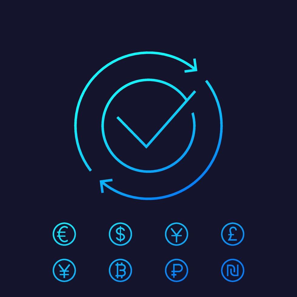 exchange, complete convertation icon, linear vector