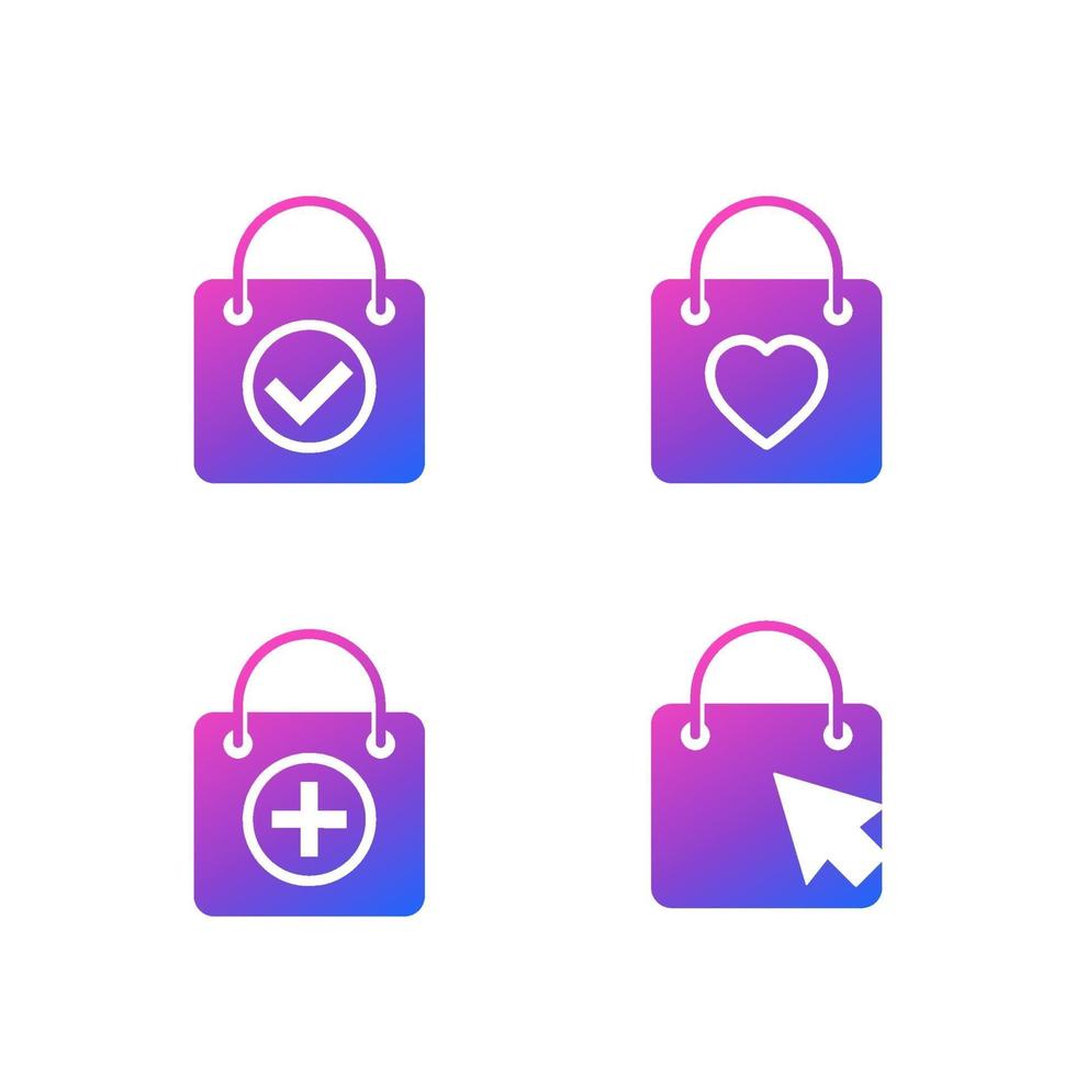 iconos de compras en línea con bolsas, vector