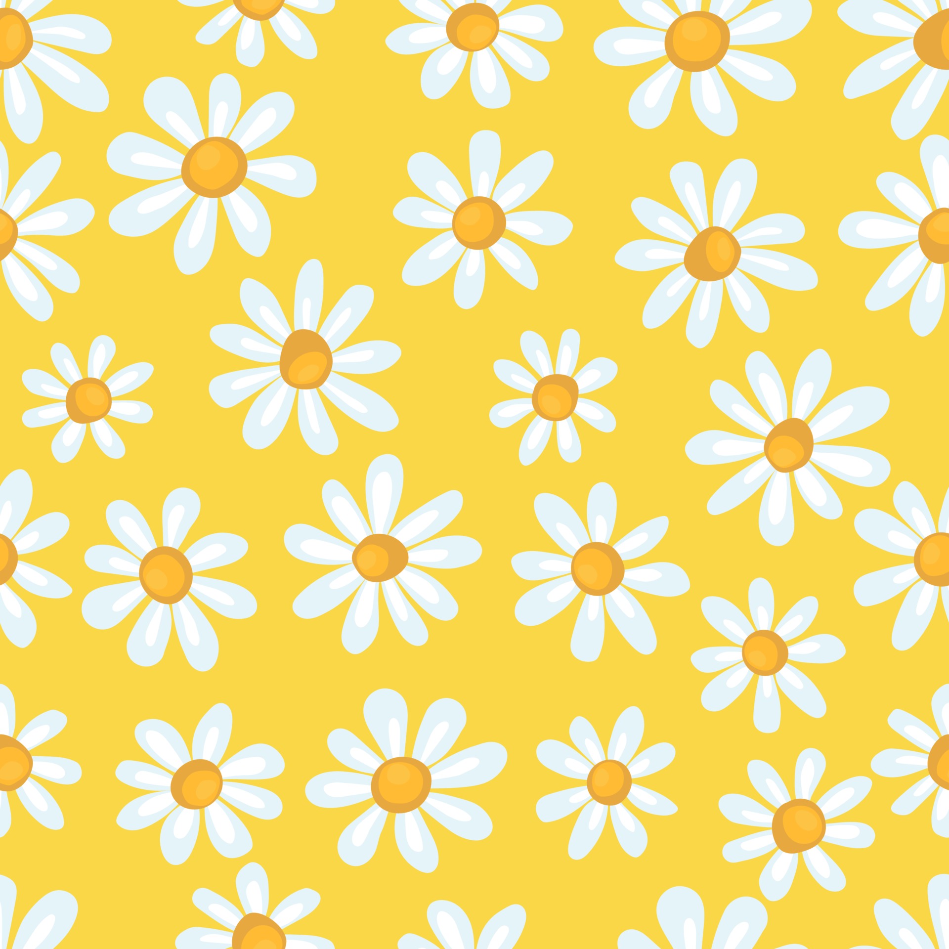 Seamless spring pattern with simple chamomile on yellow background. Print  for fabric and wrapping paper. 2142257 Vector Art at Vecteezy