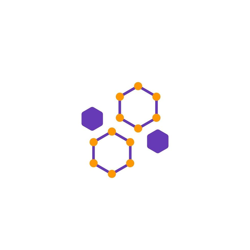 icono de nanopartículas en blanco, logotipo de vector de ciencia