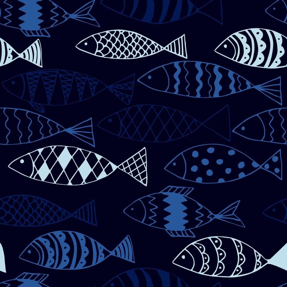 Funny fish. Kids background. Seamless pattern. vector