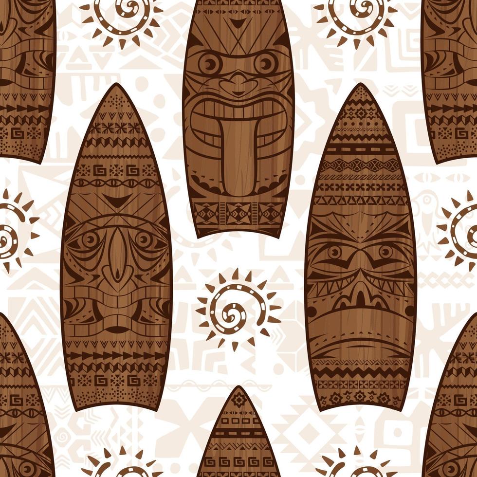 Wood surfing boards and signs vector seamless pattern. Summer seamless pattern. Print for fabric design.