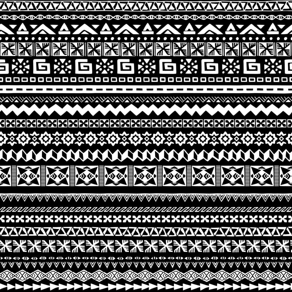 Collection of different geometric patterns. Seamless monochrome pattern. vector