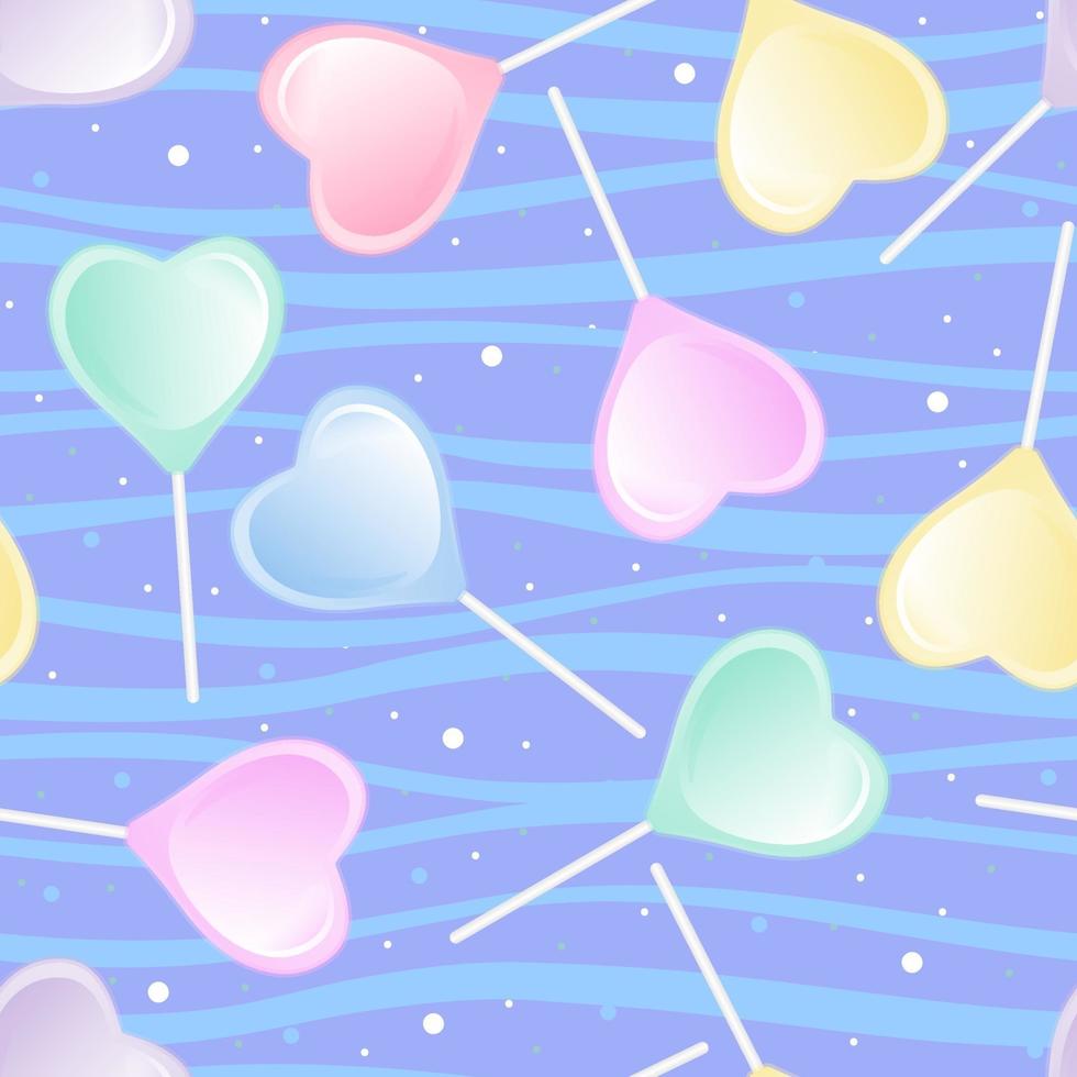 Bright lollipop heart. Seamless sweet pattern. vector