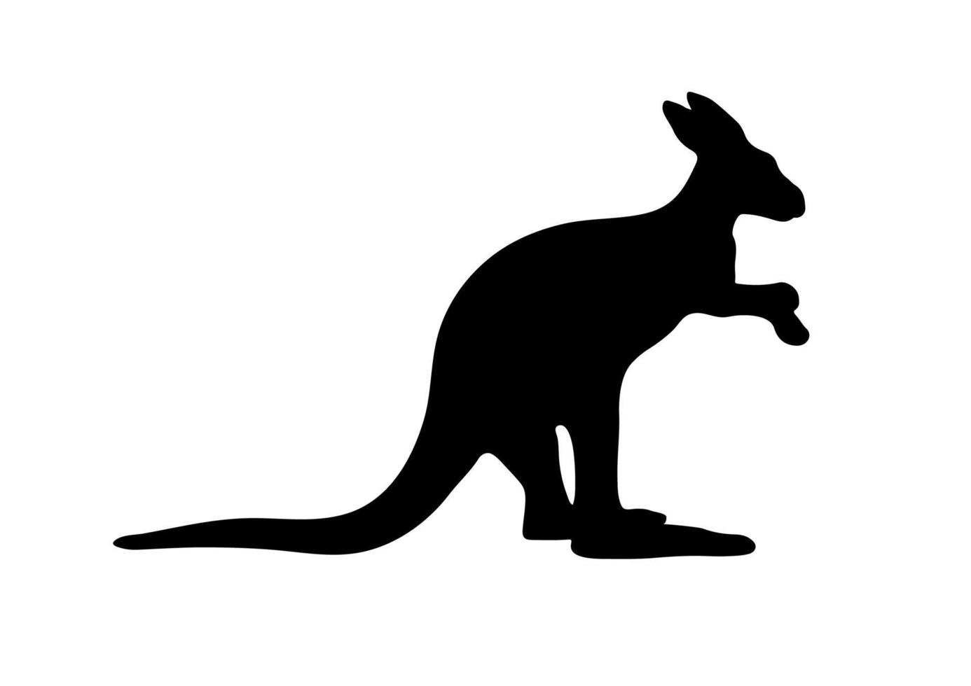 Black silhouette of a australian kangaroo on white background. vector