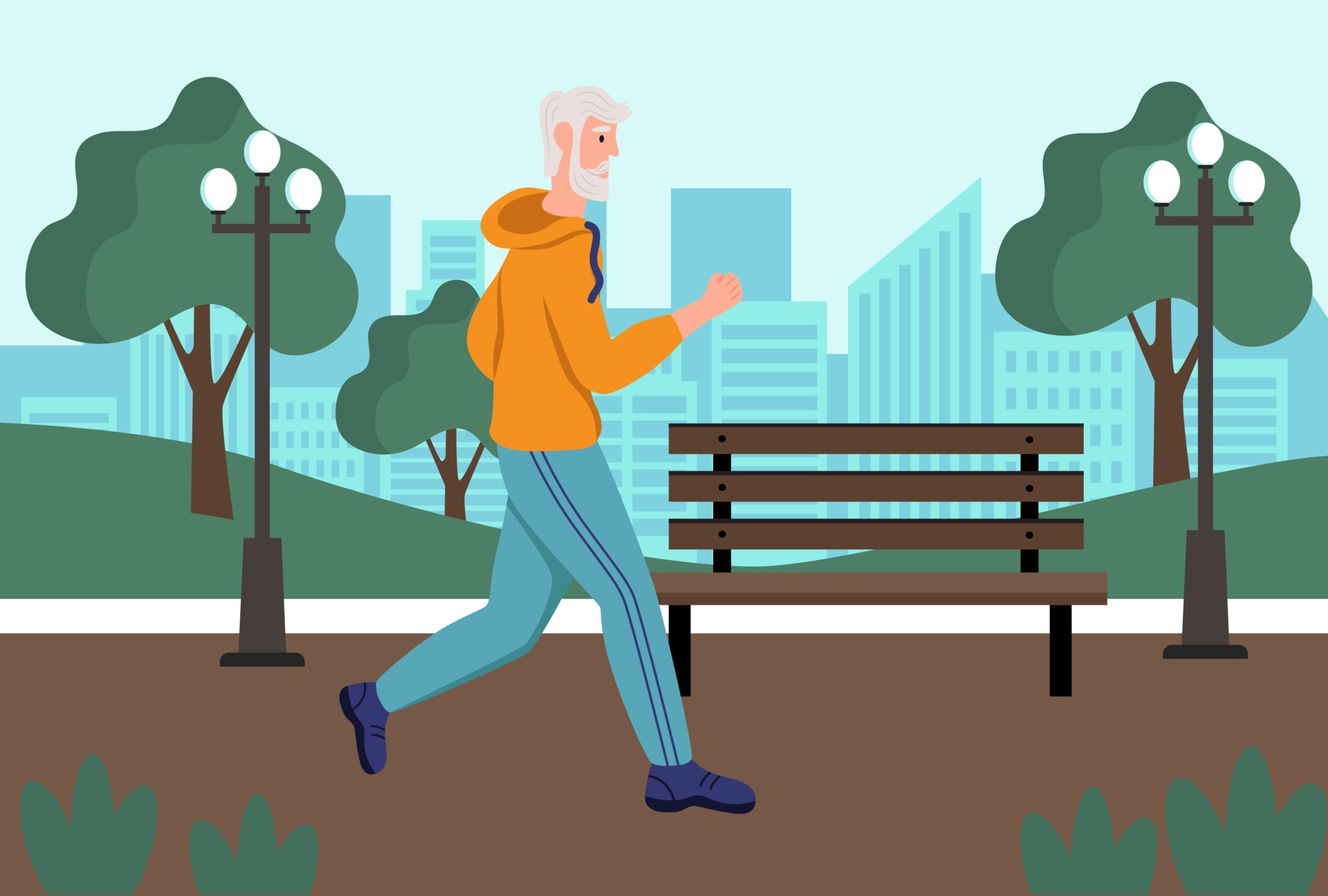 old man running cartoon