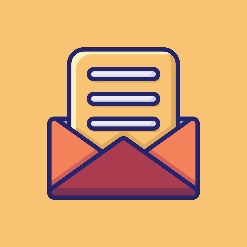 Email Vector Icon Illustration. Flat Cartoon Style Suitable For Web Landing Page, Banner, Sticker, Background.