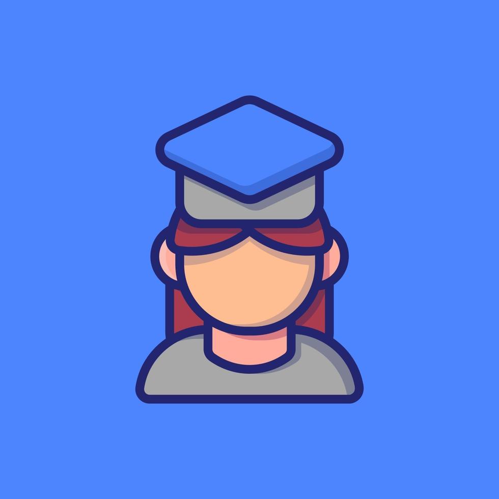 Girl Graduating Vector Icon Illustration. Flat Cartoon Style Suitable For Web Landing Page, Banner, Sticker, Background.