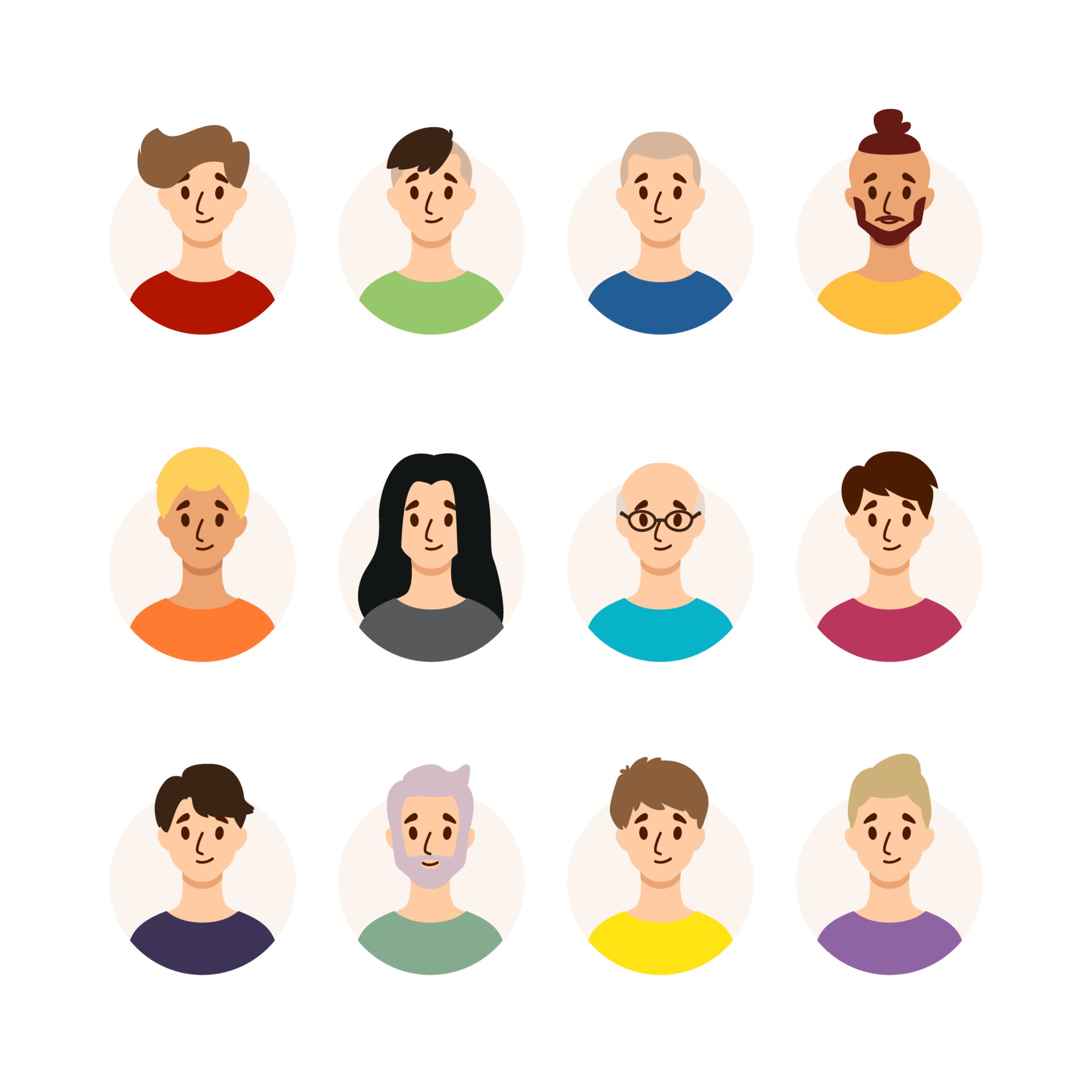 Set of men with different hairstyles, hair color and ages. Collection of  males avatars. Vector illustration isolated on white background. Flat style.  2142898 Vector Art at Vecteezy