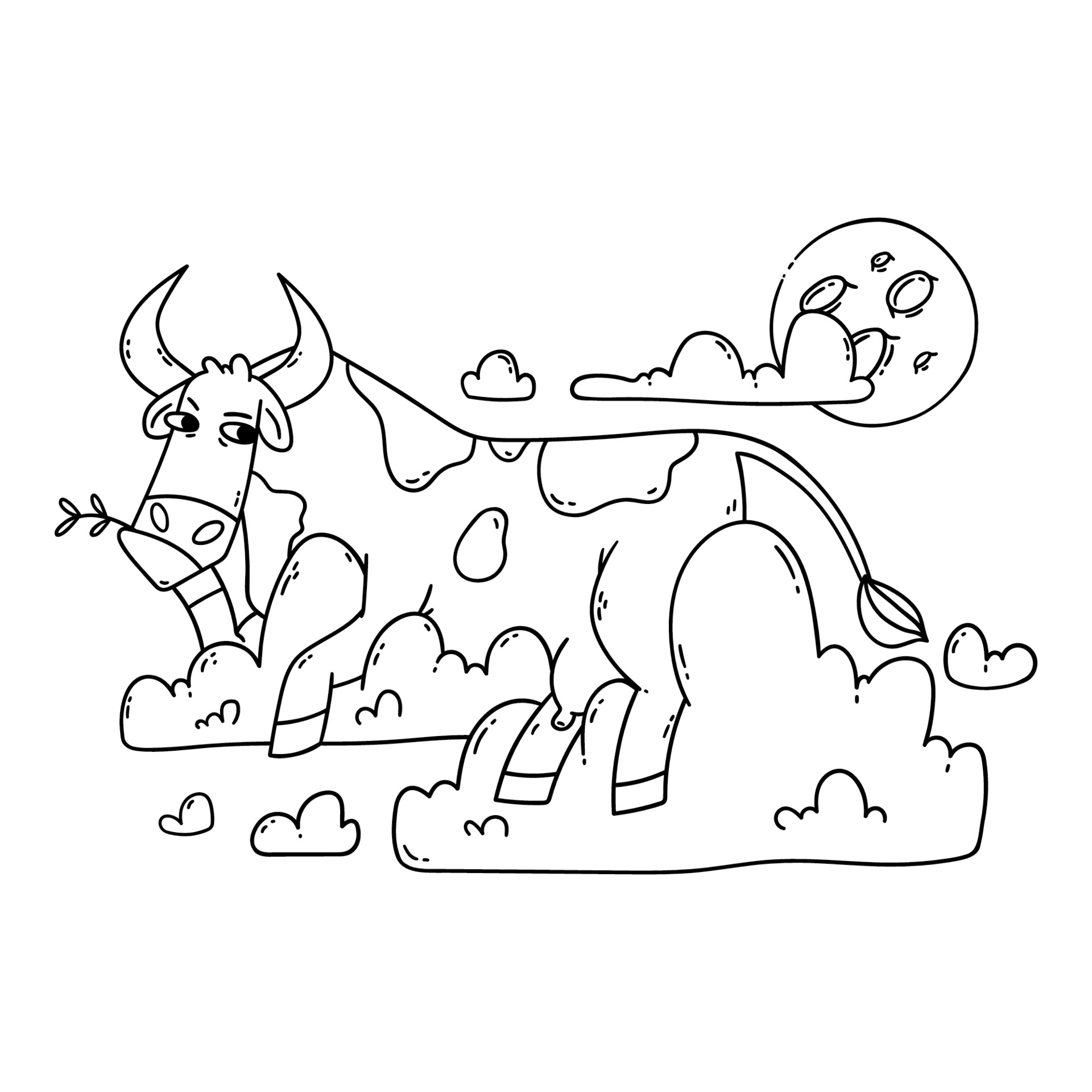 The Cow Jumped Over The Moon Coloring Page