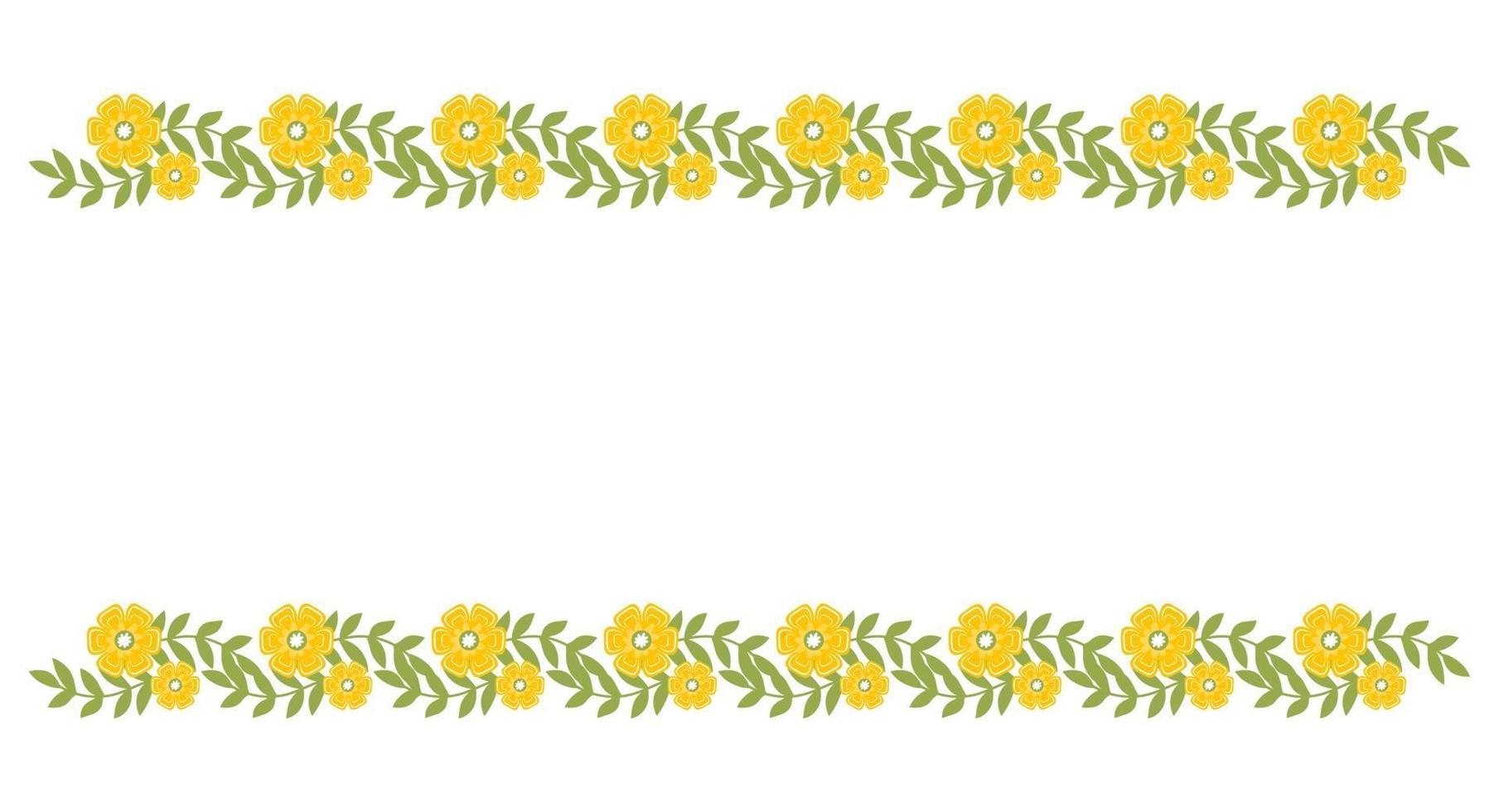 Floral border elements. Botanical bloom beautiful spring frame vector