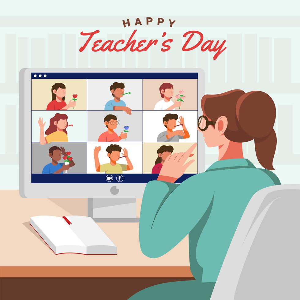 Teacher's Day Virtual Celebration vector